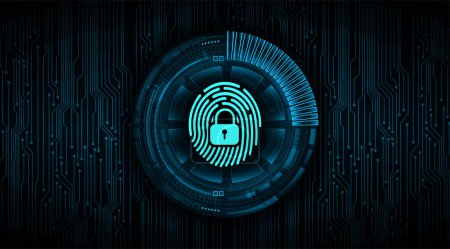 Illustration for Cyber security circuit future technology concept background with fingerprint - Royalty Free Image