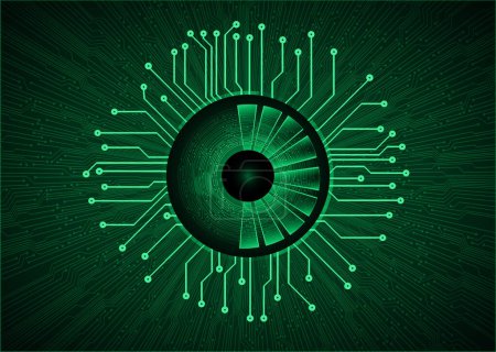 Téléchargez les illustrations : Cyber circuit future technologie concept arrière-plan en forme de cyber oeil - en licence libre de droit