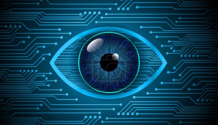 Ilustración de Cyber circuito futuro concepto de tecnología de fondo en forma de ojo cibernético - Imagen libre de derechos
