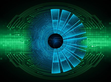 Téléchargez les illustrations : Cyber circuit future technologie concept arrière-plan avec cyber oeil - en licence libre de droit