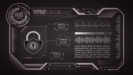 Illustration for Cyber circuit future technology concept background with HUD elements - Royalty Free Image