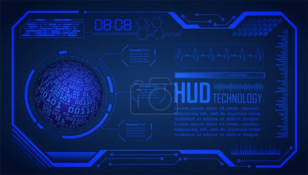 Téléchargez les illustrations : Cyber circuit future technologie concept arrière-plan avec des éléments HUD - en licence libre de droit