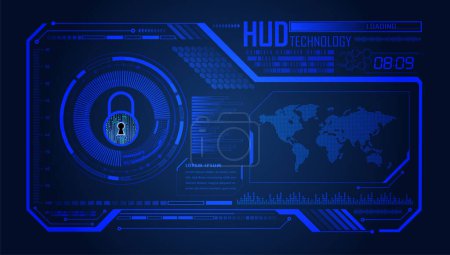 Ilustración de Hud cerrado Candado cyber circuito futuro concepto de tecnología de fondo - Imagen libre de derechos