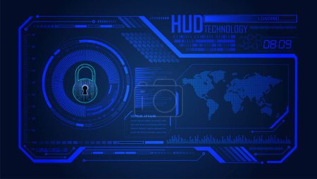 Illustration for Hud closed Padlock cyber circuit future technology concept background - Royalty Free Image