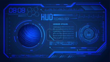 Téléchargez les illustrations : Hud finger print world cyber circuit future technologie concept arrière-plan - en licence libre de droit