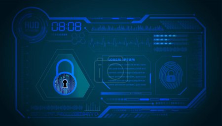 Illustration for Hud Padlock security cyber circuit future technology concept background - Royalty Free Image