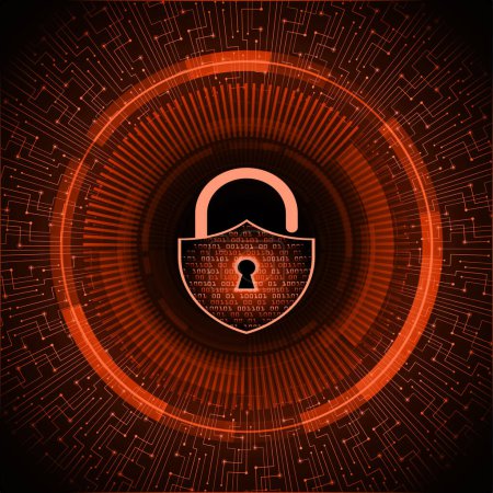 Illustration for Cyber security concept background, lock, abstract digital speed - Royalty Free Image