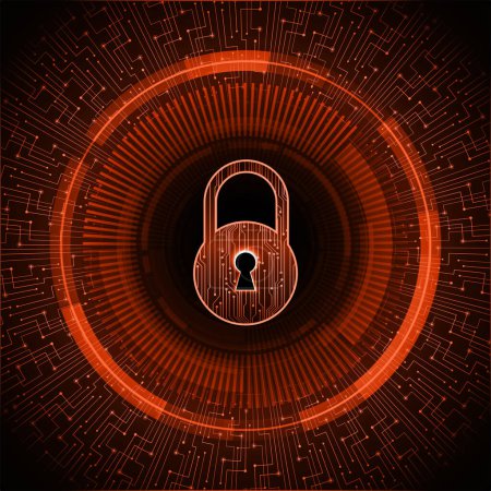 Illustration for Cyber security background with padlock and code, vector illustration - Royalty Free Image