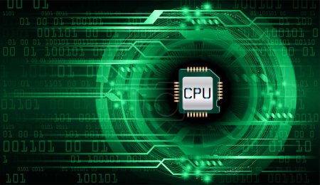 Illustration for Cpu circuit board with binary code - Royalty Free Image