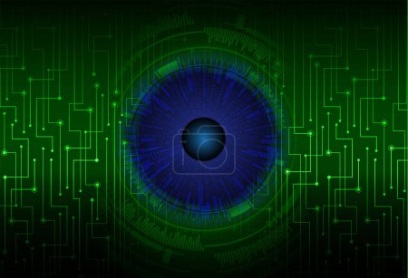 Ilustración de Fondo de circuito cibernético en forma de ojo cibernético, concepto de tecnología futura - Imagen libre de derechos
