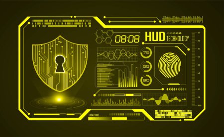 Illustration for Cyber security concept with futuristic hud elements and virtual reality interface - Royalty Free Image
