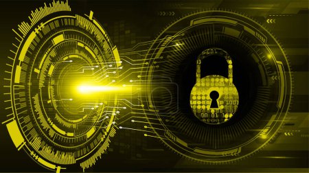 Téléchargez les illustrations : Concept de cybersécurité avec cadenas, fond de technologie numérique - en licence libre de droit