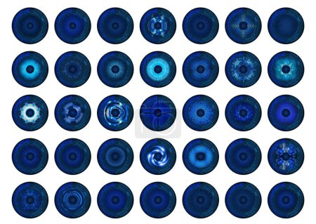 Illustration for Cyber circuit backgrounds in shape of cyber eye, future technology concept. Set of vector illustrations - Royalty Free Image