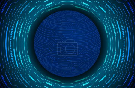 Photo for Global technology network. world binary circuit board future technology, blue hud cyber security concept background. 3 d rendering. - Royalty Free Image