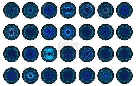 Ilustración de Conjunto de círculos azules abstractos, ilustración vectorial - Imagen libre de derechos