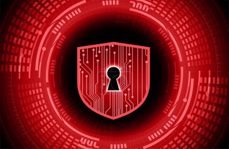 Ilustración de Concepto de seguridad cibernética con escudo, protección de datos digitales - Imagen libre de derechos