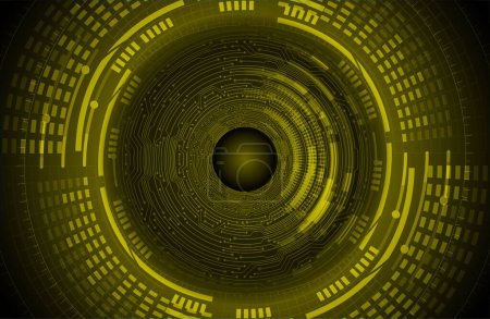 Téléchargez les illustrations : Bouton jaune du cybersystème. contexte de la technologie numérique - en licence libre de droit