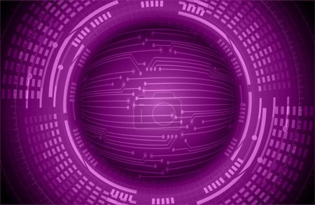 Téléchargez les illustrations : Bouton violet du cybersystème. contexte de la technologie numérique - en licence libre de droit