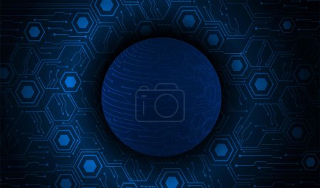 Photo for Global technology network. world binary circuit board future technology, blue hud cyber security concept background. 3d rendering. - Royalty Free Image