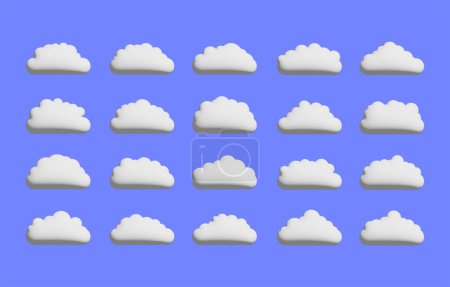 Téléchargez les illustrations : Ciel bleu avec des nuages blancs motif sans couture - en licence libre de droit