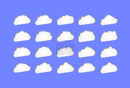 Téléchargez les illustrations : Ciel bleu avec des nuages blancs motif sans couture - en licence libre de droit