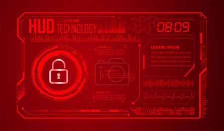 Illustration for A red screen with a lock on it - Royalty Free Image
