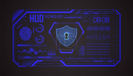 Illustration for A futuristic interface with a lock and fingerprints - Royalty Free Image