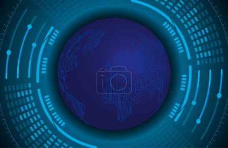 Téléchargez les illustrations : Sphère sur fond bleu, Digital cyber technologie concept background - en licence libre de droit