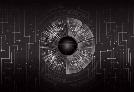 Illustration for A black and white image of a futuristic eye - Royalty Free Image