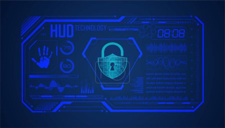 Illustration for A futuristic interface with a lock and handprints - Royalty Free Image