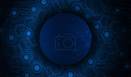 Illustration for World binary circuit board future technology, blue hud cyber security concept background - Royalty Free Image