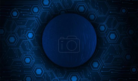Illustration for World binary circuit board future technology, blue hud cyber security concept background - Royalty Free Image