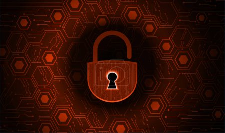 Illustration for Cyber security concept background with lock and abstract illustration - Royalty Free Image
