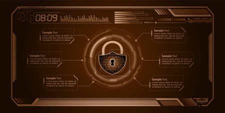 Ilustración de Sistema de seguridad cibernética con huella dactilar sobre fondo oscuro - Imagen libre de derechos