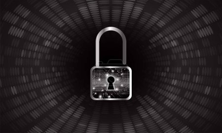 Illustration for Padlock on the background of a binary code. - Royalty Free Image
