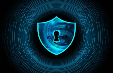 Illustration for Abstract cyber security concept with lock on shield, technology background. vector illustration - Royalty Free Image