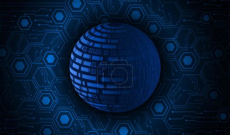 Téléchargez les photos : Monde carte de circuit binaire technologie future, hud bleu fond concept de cybersécurité - en image libre de droit