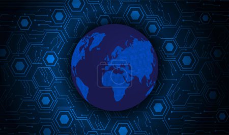 Illustration for World map with circuit board background. vector illustration - Royalty Free Image