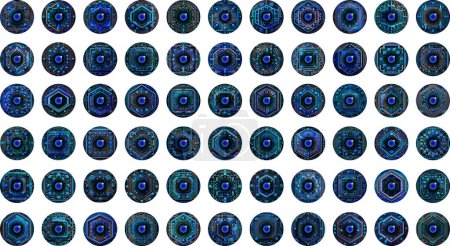 Illustration for Abstract ffuturistic collection with blue circles. Cyber security concept - Royalty Free Image