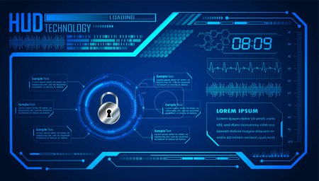 Illustration for Cyber security interface with lock - Royalty Free Image
