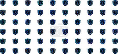 Illustration for Collection of futuristic shields on white background. Security concept - Royalty Free Image