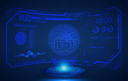 Illustration for Futuristic hud interface with hologram of the screen. - Royalty Free Image