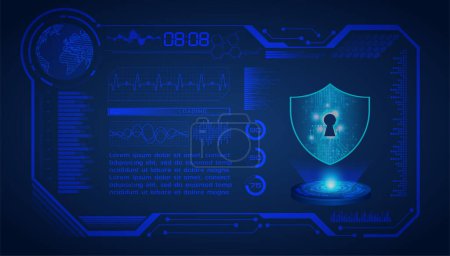 Illustration for Cyber security concept with lock, vector illustration - Royalty Free Image