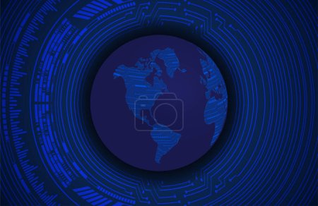 Illustration for Cyber security concept with earth globe, vector illustration - Royalty Free Image