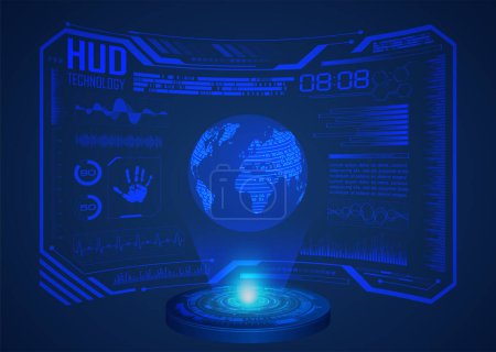 Ilustración de Interfaz futurista del hud con holograma holograma, interfaz del hud, interfaz del hud. - Imagen libre de derechos