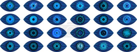 Illustration for Futuristic eye detection technology set  vector illustration - Royalty Free Image