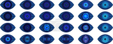 Téléchargez les illustrations : Illustration vectorielle d'ensemble de technologie futuriste de détection des yeux - en licence libre de droit