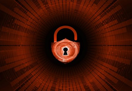 Illustration for Cyber security, data protection, information protection and encryption. Vector background with padlock - Royalty Free Image