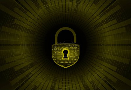 Téléchargez les illustrations : Cybersécurité, protection des données, protection de l'information et cryptage. Fond vectoriel avec cadenas - en licence libre de droit