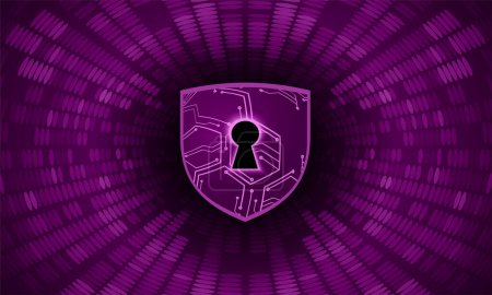 Ilustración de Concepto de seguridad cibernética con escudo y código binario - Imagen libre de derechos
